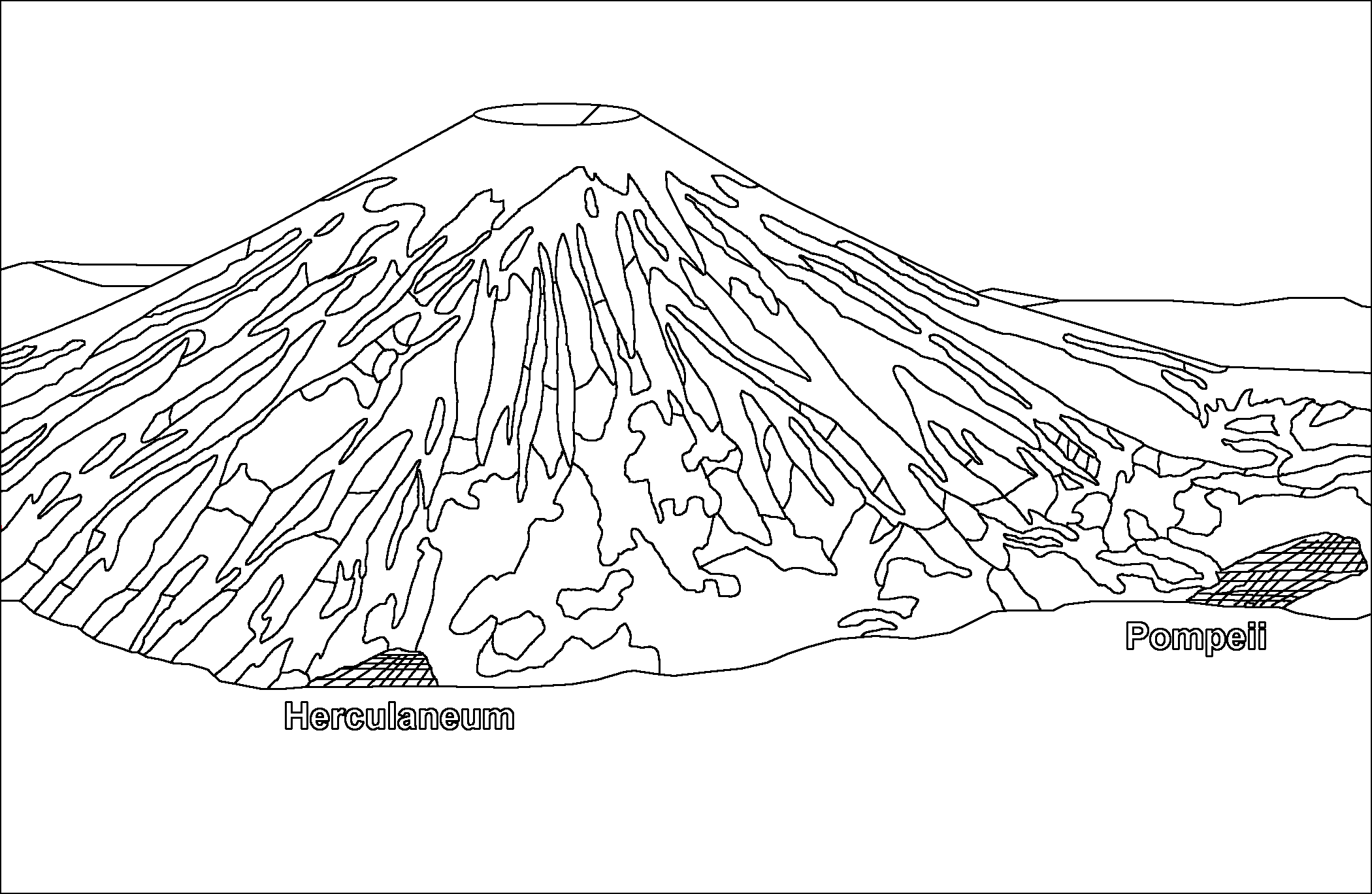 Вулкан Везувий раскраска