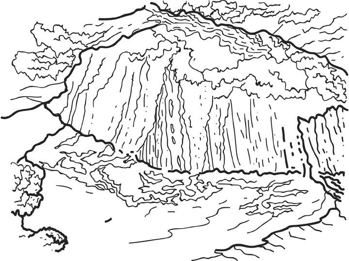 Раскраска: водопад (природа) #159784 - Бесплатные раскраски для печати