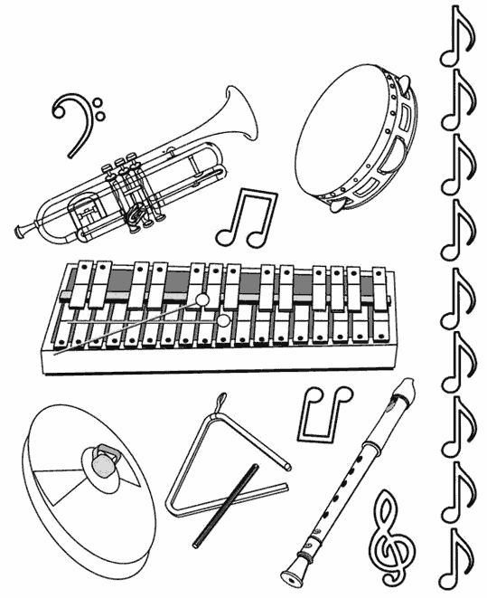 Раскраска: Музыкальные инструменты (объекты) #167126 - Бесплатные раскраски для печати