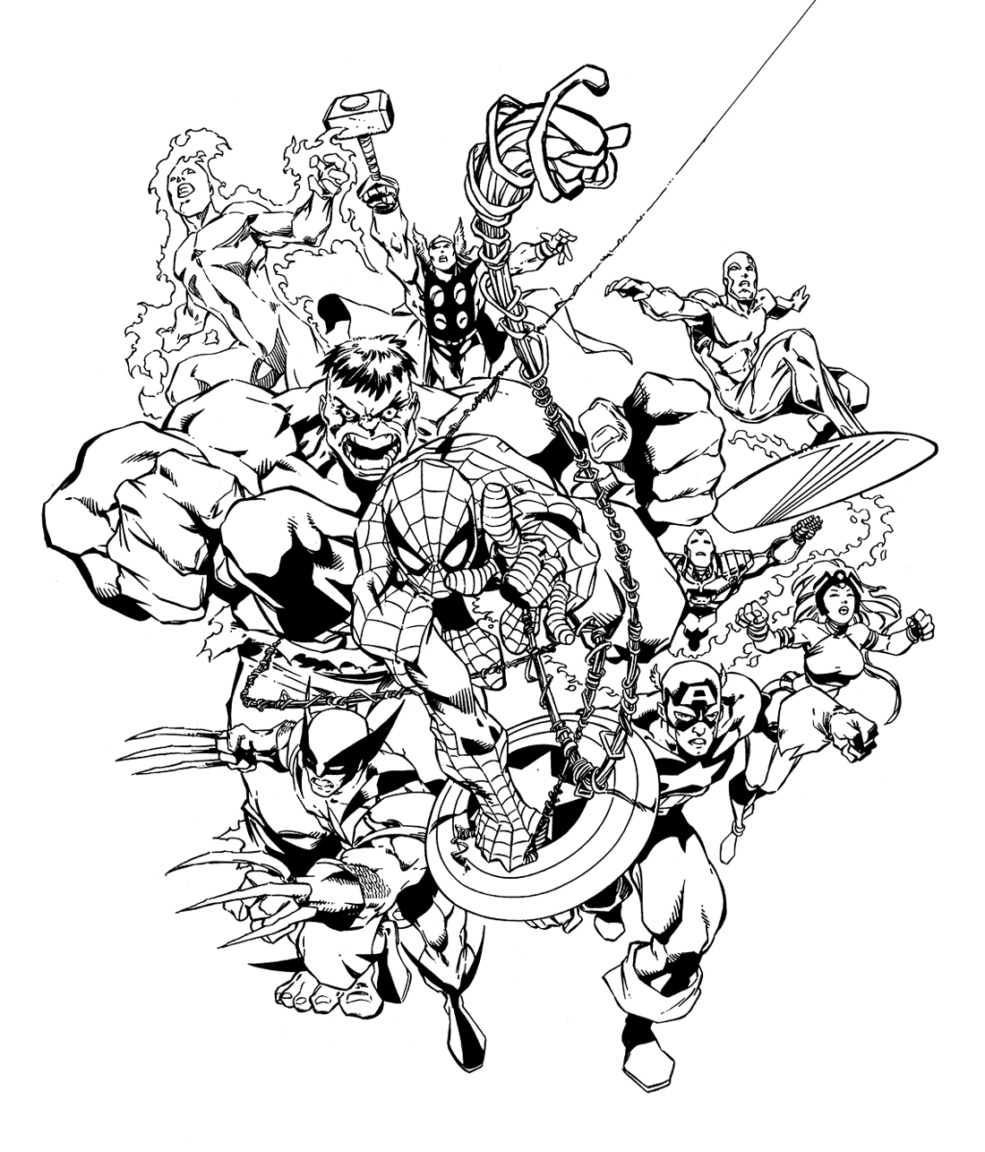 Раскраска: Мстители (Супер герой) #74068 - Бесплатные раскраски для печати