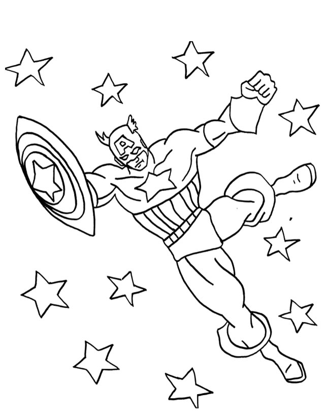 Раскраска: Капитан америка (Супер герой) #76607 - Бесплатные раскраски для печати