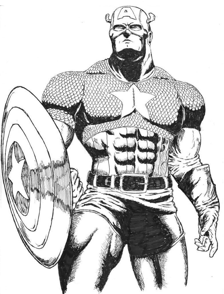 Раскраска: Капитан америка (Супер герой) #76616 - Бесплатные раскраски для печати