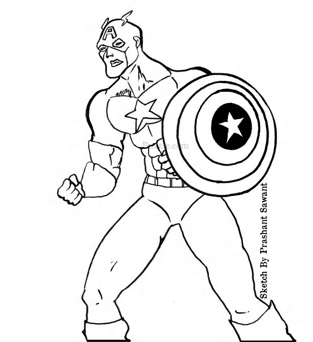 Раскраска: Капитан америка (Супер герой) #76642 - Бесплатные раскраски для печати