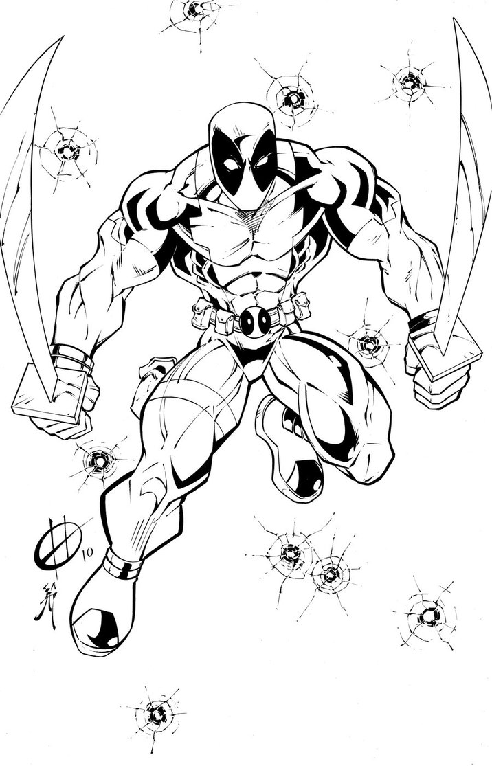 Раскраска: Deadpool (Супер герой) #82827 - Бесплатные раскраски для печати
