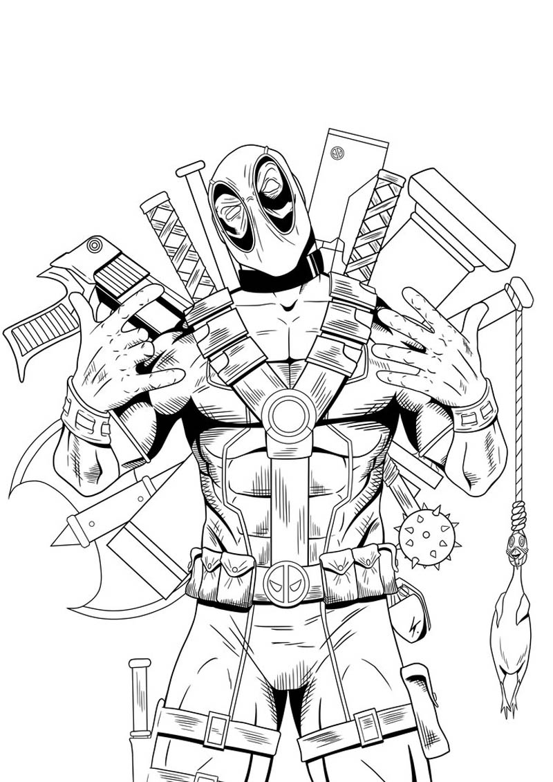 Раскраска: Deadpool (Супер герой) #82831 - Бесплатные раскраски для печати