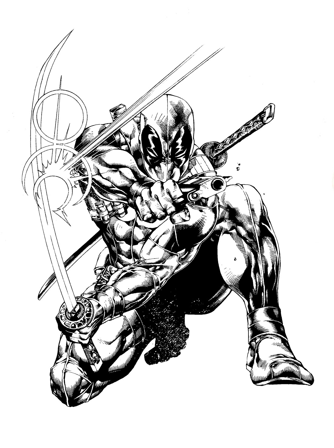 Раскраска: Deadpool (Супер герой) #82839 - Бесплатные раскраски для печати