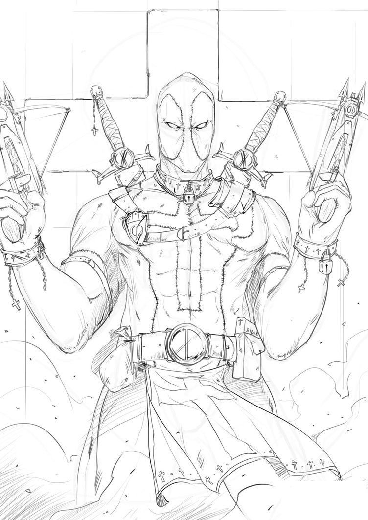 Раскраска: Deadpool (Супер герой) #82845 - Бесплатные раскраски для печати