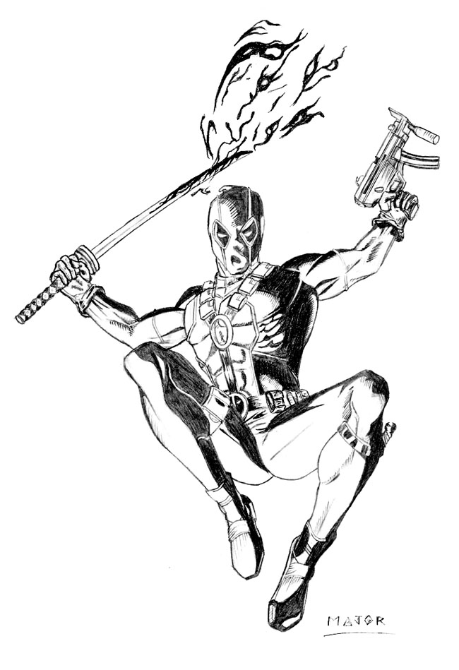 Раскраска: Deadpool (Супер герой) #82902 - Бесплатные раскраски для печати
