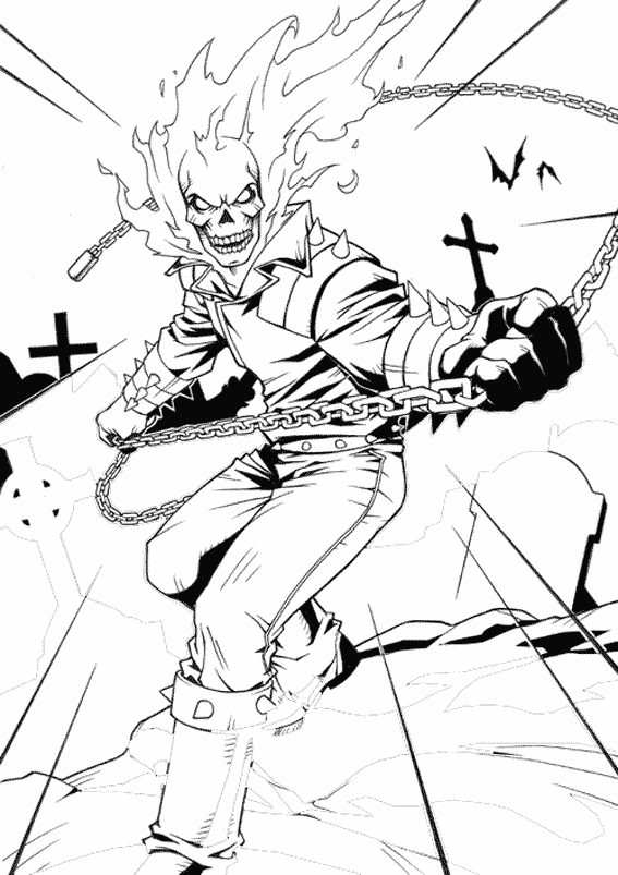 Раскраска: Ghost Rider (Супер герой) #82133 - Бесплатные раскраски для печати