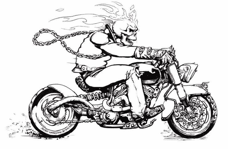 Раскраска: Ghost Rider (Супер герой) #82234 - Бесплатные раскраски для печати
