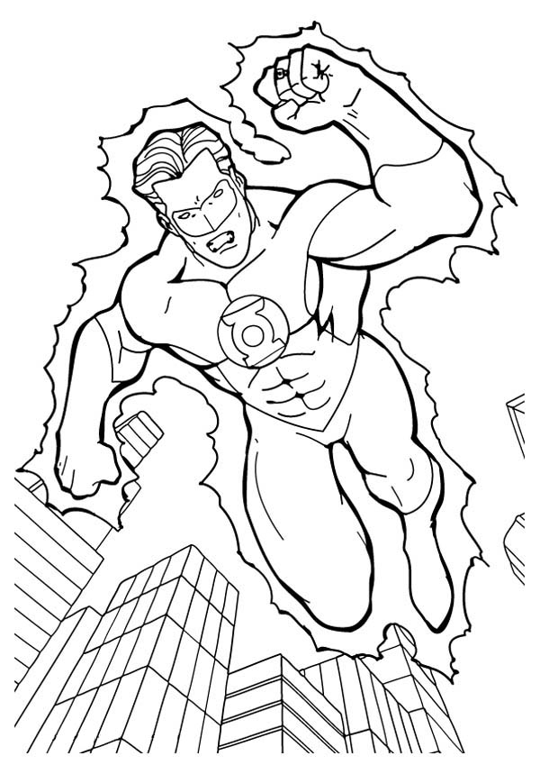 Раскраска: Зеленый Фонарь (Супер герой) #81302 - Бесплатные раскраски для печати