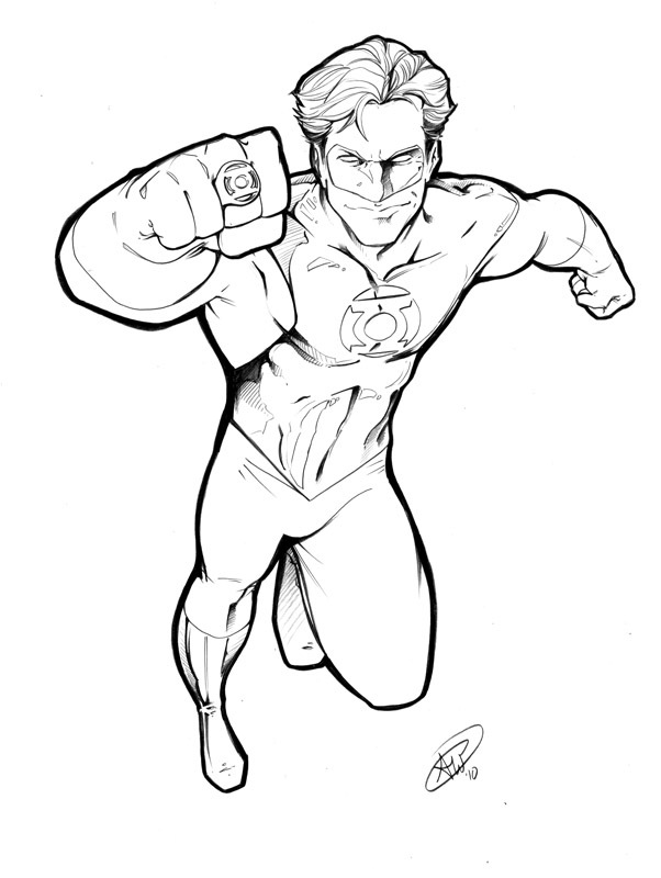 Раскраска: Зеленый Фонарь (Супер герой) #81341 - Бесплатные раскраски для печати