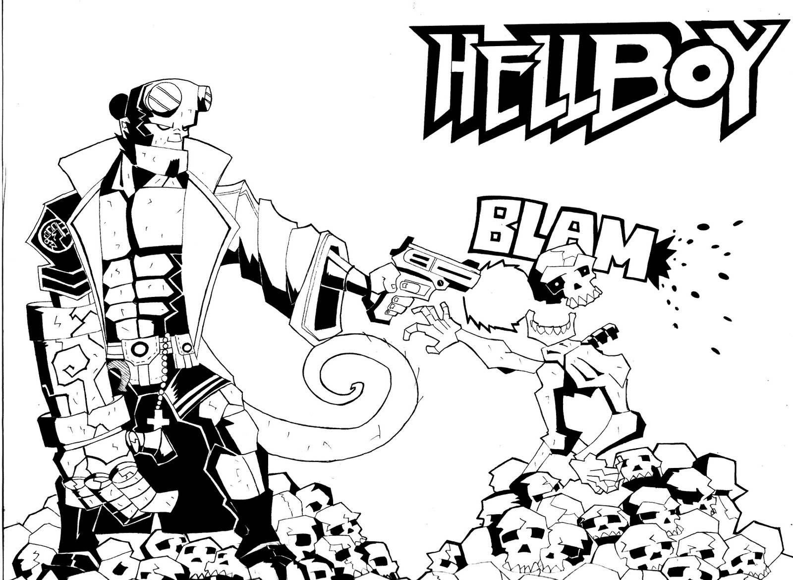 Раскраска: Hellboy (Супер герой) #78608 - Бесплатные раскраски для печати