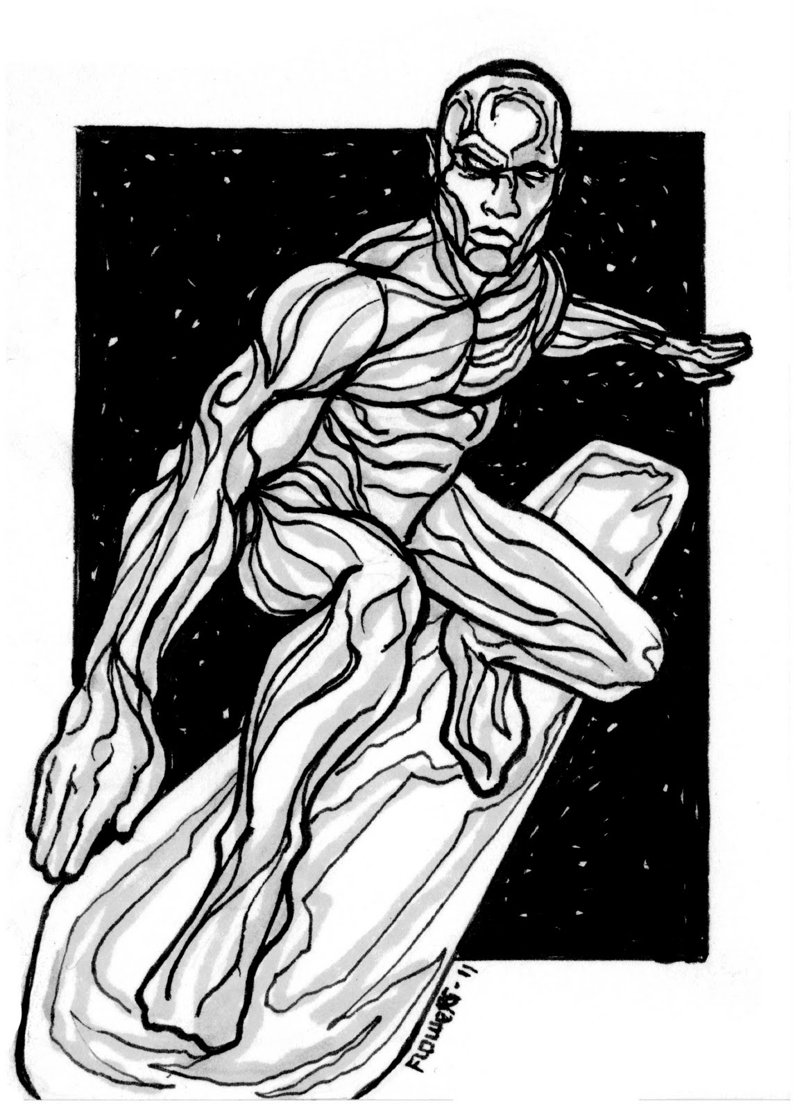 Раскраска: Серебряный Серфер (Супер герой) #81179 - Бесплатные раскраски для печати