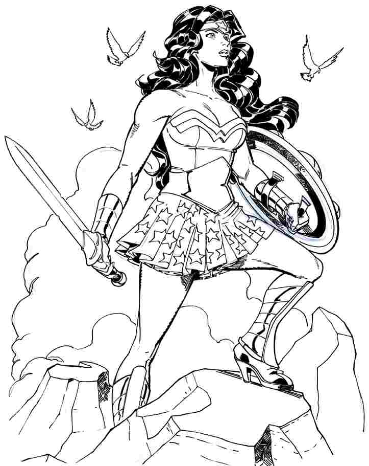 Раскраска: Чудо-Женщина (Супер герой) #74655 - Бесплатные раскраски для печати