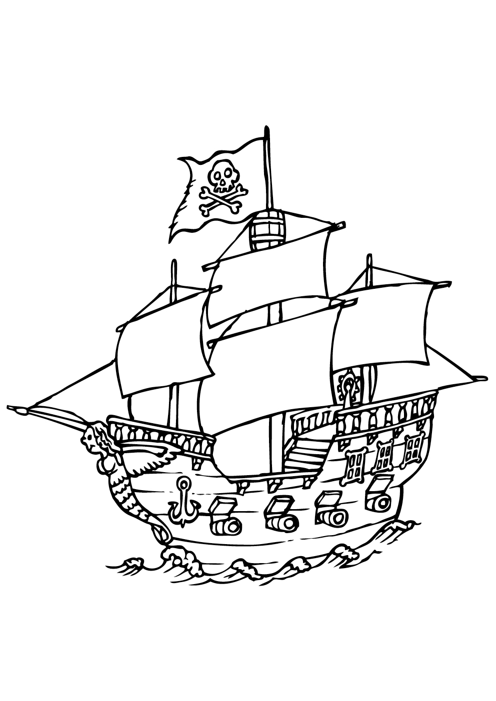 пиратский корабль картинки раскраски
