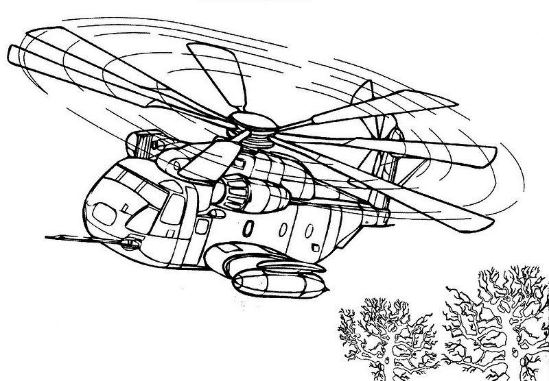 Раскраска Вертолет для детей - распечатай картинки для мальчиков