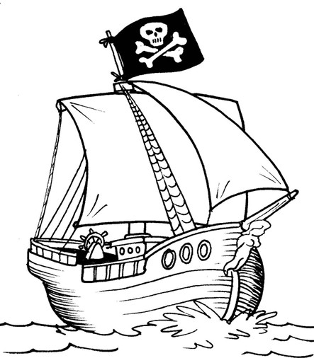 Раскраска: Пиратский корабль (транспорт) #138212 - Бесплатные раскраски для печати