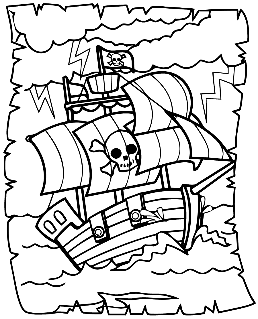 Раскраска: Пиратский корабль (транспорт) #138213 - Бесплатные раскраски для печати