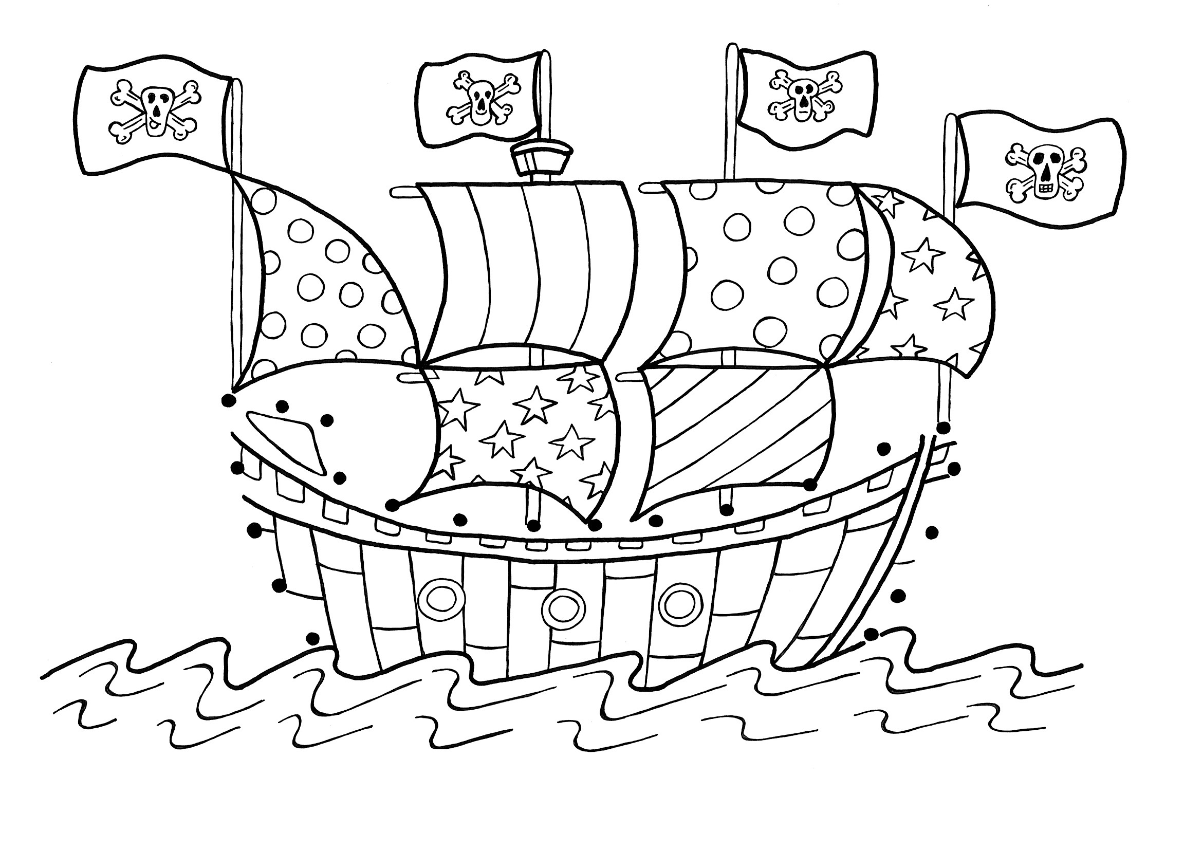 Раскраски с пиратами и кораблями для детей