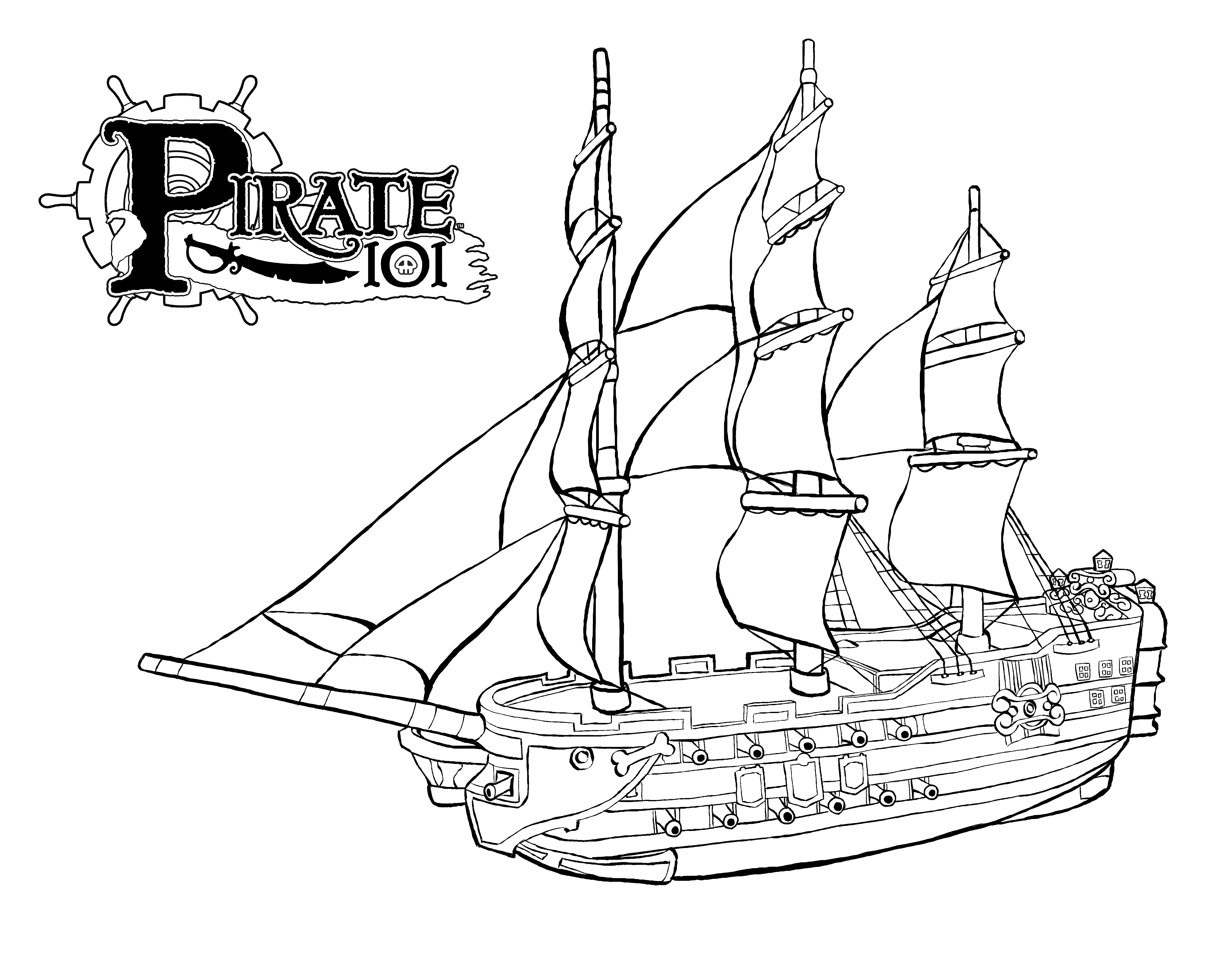 Раскраска: Пиратский корабль (транспорт) #138218 - Бесплатные раскраски для печати
