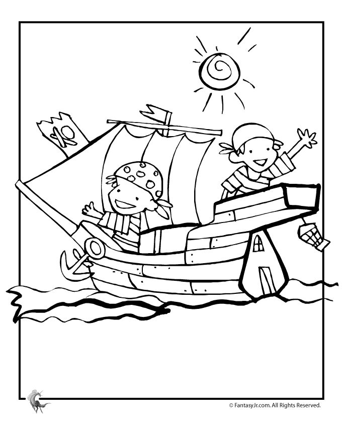 Раскраска: Пиратский корабль (транспорт) #138228 - Бесплатные раскраски для печати