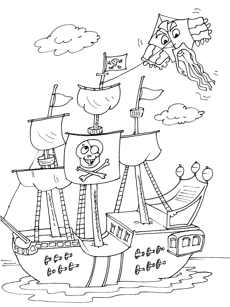 Раскраска: Пиратский корабль (транспорт) #138233 - Бесплатные раскраски для печати