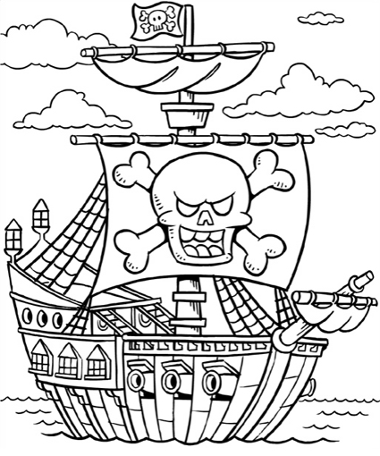 Раскраска: Пиратский корабль (транспорт) #138239 - Бесплатные раскраски для печати