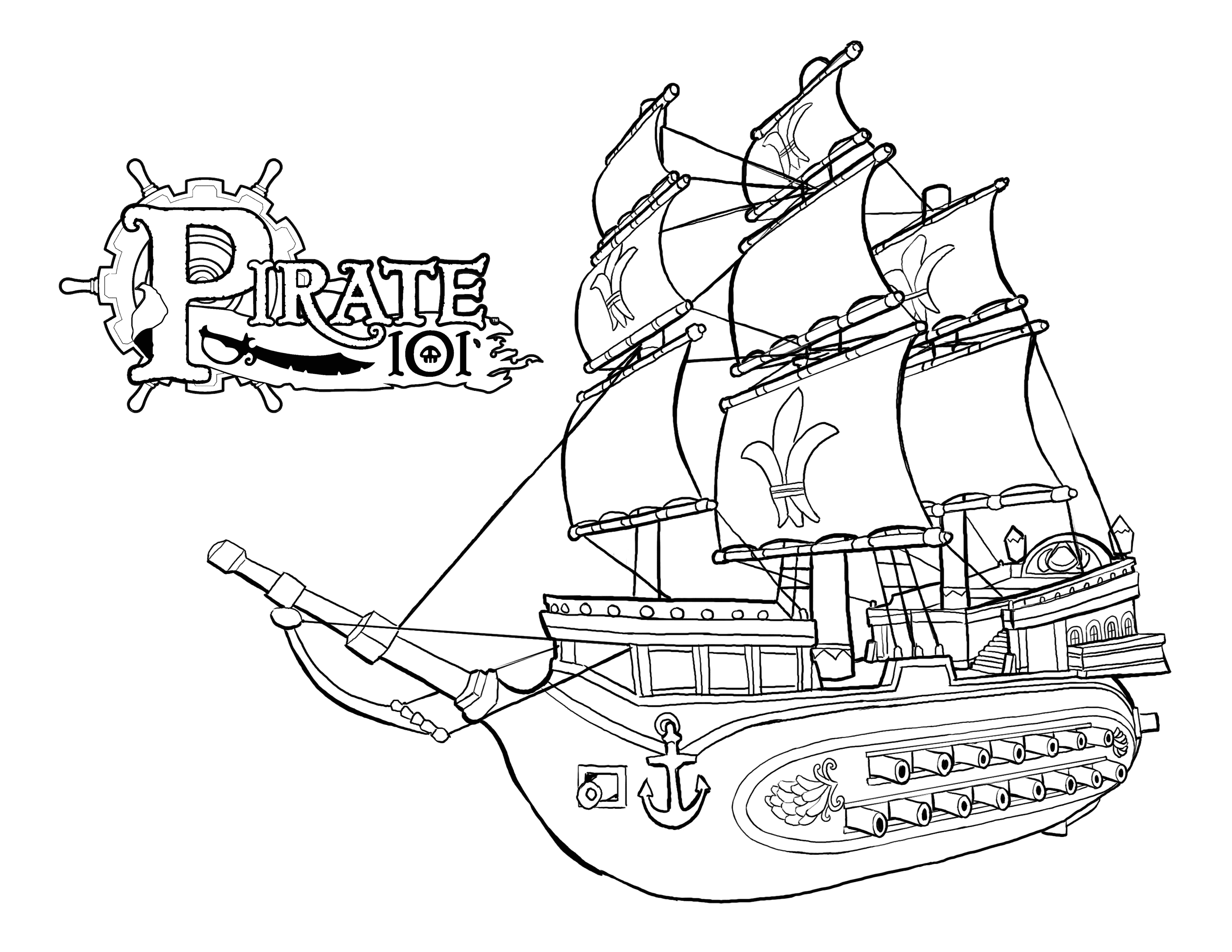 Раскраска: Пиратский корабль (транспорт) #138243 - Бесплатные раскраски для печати