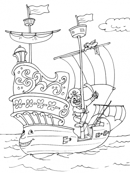 Раскраска: Пиратский корабль (транспорт) #138248 - Бесплатные раскраски для печати