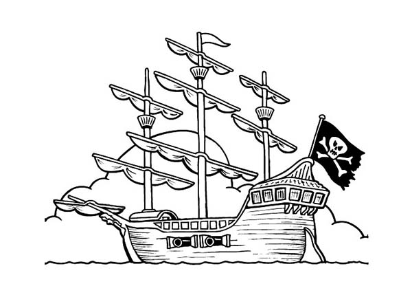 Раскраска: Пиратский корабль (транспорт) #138270 - Бесплатные раскраски для печати