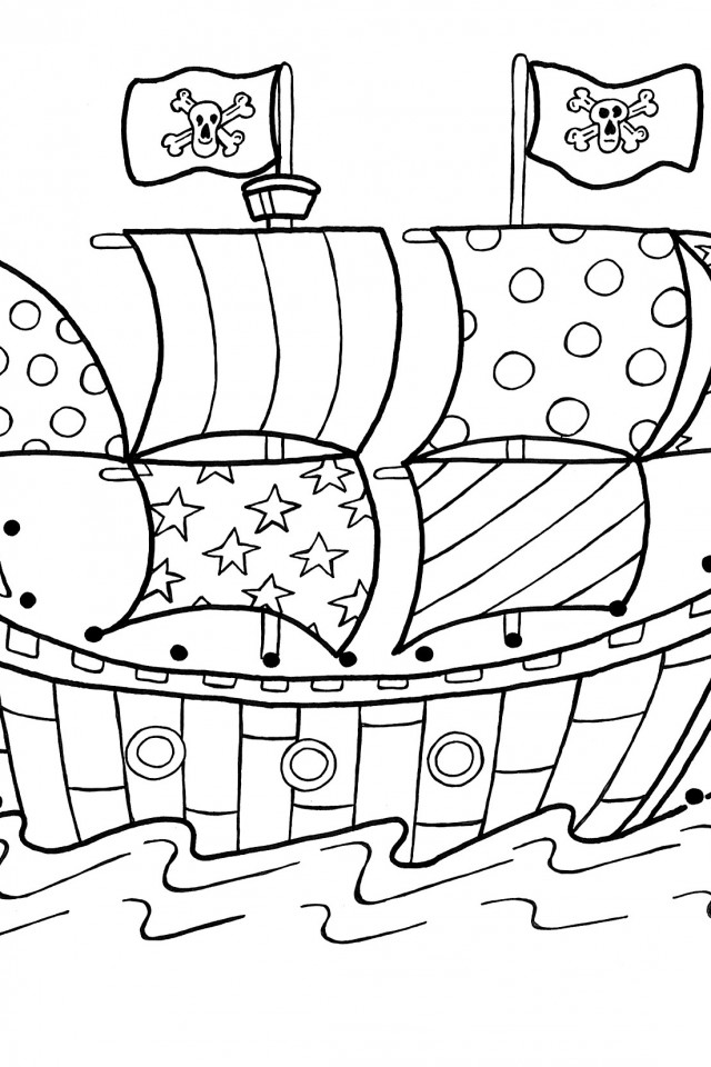 Раскраска: Пиратский корабль (транспорт) #138345 - Бесплатные раскраски для печати