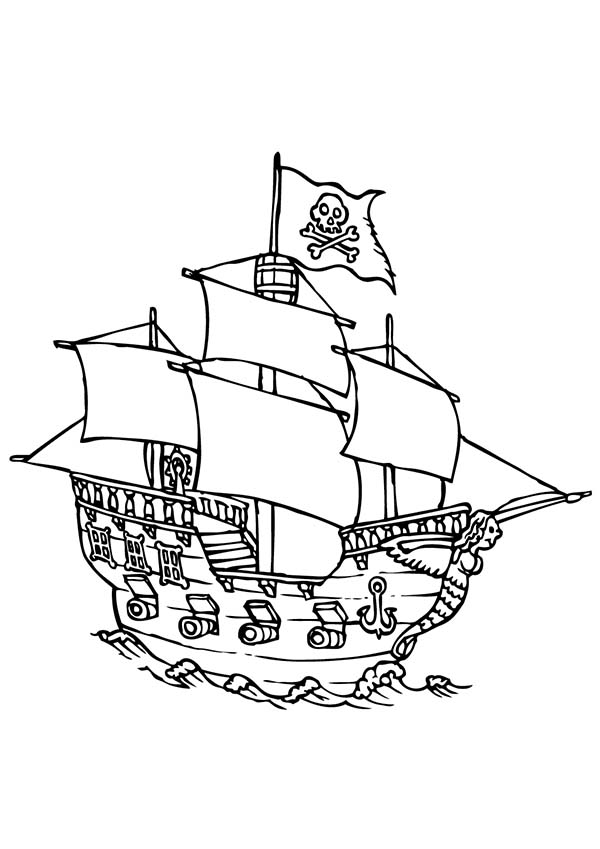 Раскраска: Пиратский корабль (транспорт) #138349 - Бесплатные раскраски для печати