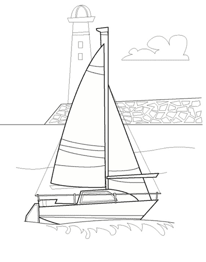 Раскраска: яхта (транспорт) #143603 - Бесплатные раскраски для печати