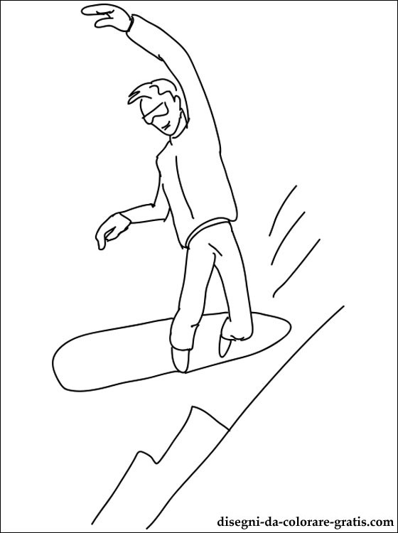 Раскраска «Лисёнок на сноуборде»