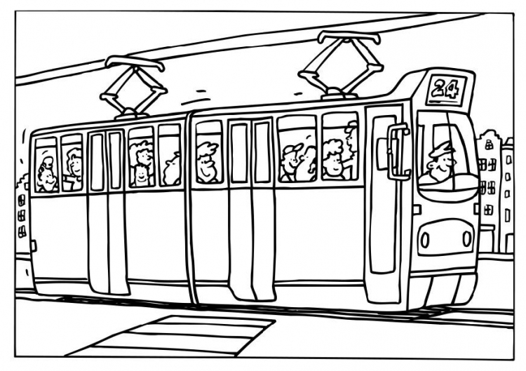 Трамвай раскраска 52 фото