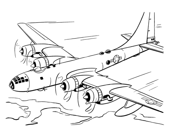 Раскраска: Военный самолет (транспорт) #141118 - Бесплатные раскраски для печати