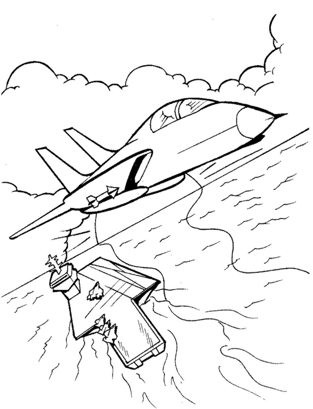 Раскраска: Военный самолет (транспорт) #141164 - Бесплатные раскраски для печати