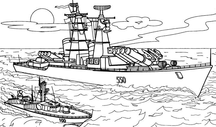 Раскраска: Военная лодка (транспорт) #138457 - Бесплатные раскраски для печати