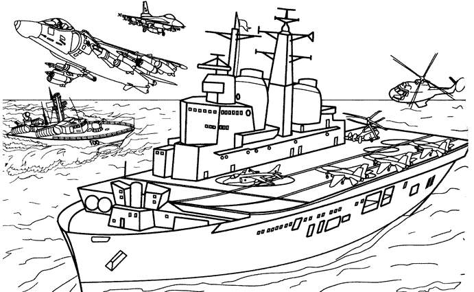 Раскраска: Военная лодка (транспорт) #138466 - Бесплатные раскраски для печати