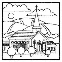 Раскраска: церковь (Здания и Архитектура) #64157 - Раскраски для печати