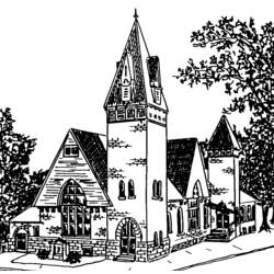 Раскраска: церковь (Здания и Архитектура) #64416 - Бесплатные раскраски для печати
