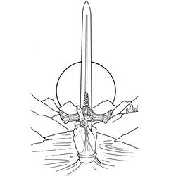 Раскраски: Экскалибур, волшебный меч - Раскраски для печати