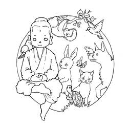 Раскраска: Мифология индуизма: Будда (Боги и богини) #89523 - Раскраски для печати