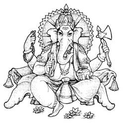 Раскраска: Индуистская мифология: Ганеш (Боги и богини) #96880 - Раскраски для печати