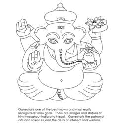 Раскраска: Индуистская мифология: Ганеш (Боги и богини) #96885 - Раскраски для печати