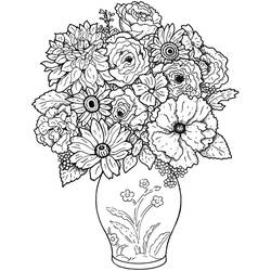 Раскраска: Букет цветов (природа) #160763 - Раскраски для печати