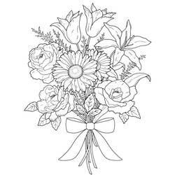 Раскраска: Букет цветов (природа) #160879 - Раскраски для печати