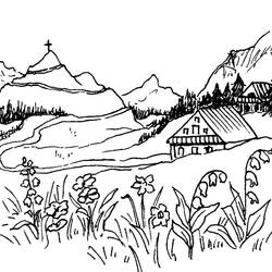 Раскраска: гора (природа) #156497 - Раскраски для печати