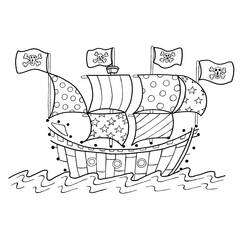 Раскраска: Пиратский корабль (транспорт) #138215 - Раскраски для печати